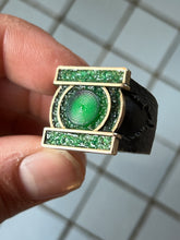 Load image into Gallery viewer, Prototype Brass “Lanterns” ring with Crushed Emerald inlay 1 piece only for Thomas
