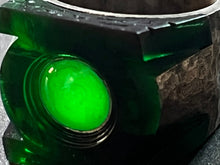 Load image into Gallery viewer, Handmade Silver and Resin Hammered Willpower Ring w/ Glow Center
