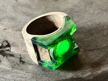 Load image into Gallery viewer, Handmade Silver and Resin Champion Willpower Ring w/ Glow Center
