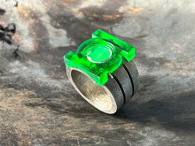 Load image into Gallery viewer, Handmade Silver and Resin Artist Willpower Ring w/ Glow Center
