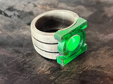Load image into Gallery viewer, Handmade Silver and Resin Artist Willpower Ring w/ Glow Center
