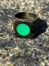 Load image into Gallery viewer, Brass Brutalist &quot;Lanterns&quot; Ring with Glow center
