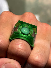 Load image into Gallery viewer, Handmade Silver and Resin Champion Willpower Ring w/ Glow Center
