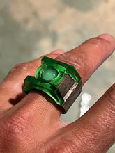 Load image into Gallery viewer, Handmade Silver and Resin Champion Willpower Ring w/ Glow Center
