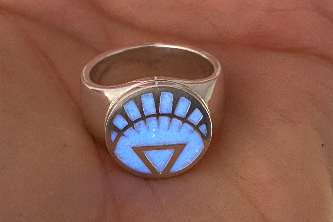 Sterling Silver WLC White Lantern Ring w/ Opal